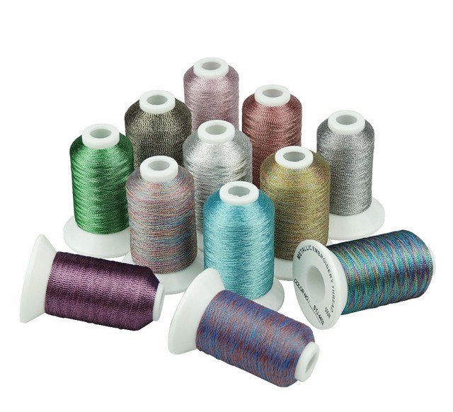 Popular Metallic Embroidery Machine Thread, 12 Different Colors In One Box,  500m/cone - Thread - AliExpress